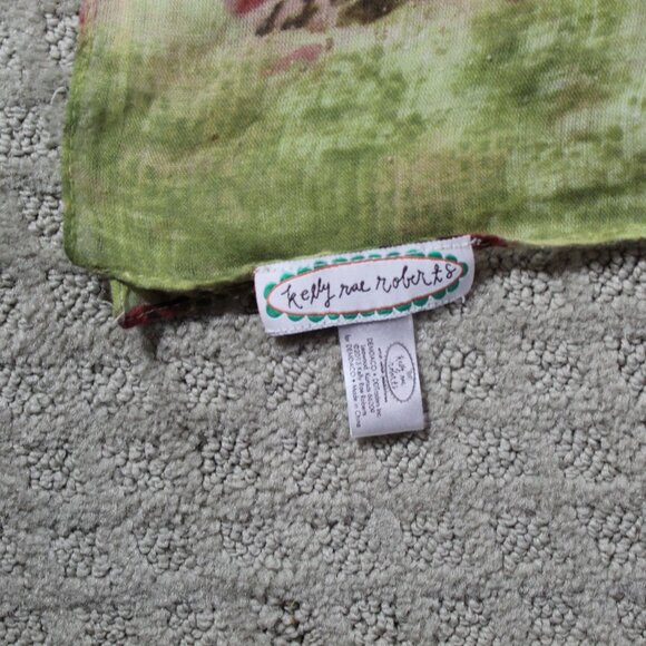 NWOT Kelly Rae Roberts Green and Pink 70"x24" Floral Scarf - Picture 4 of 6